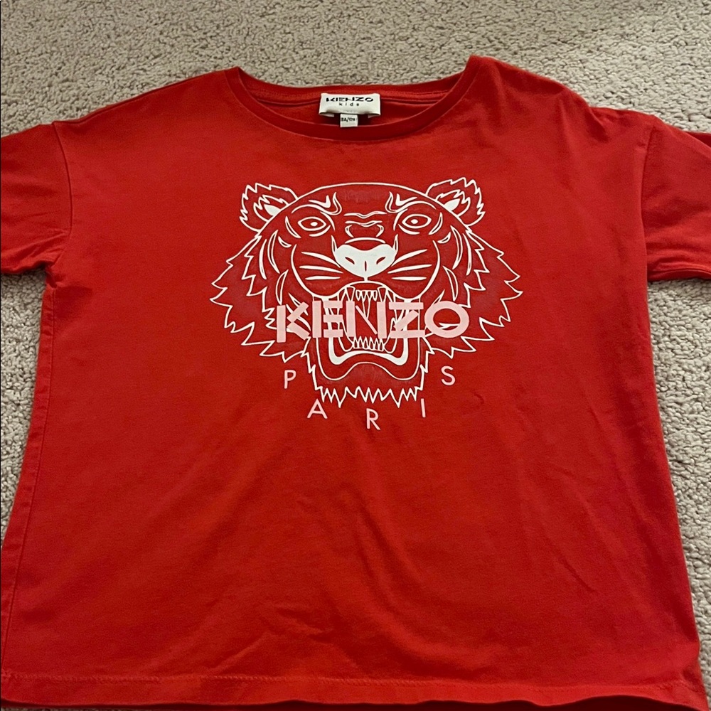 Kenzo Red Tee with White Tiger Design